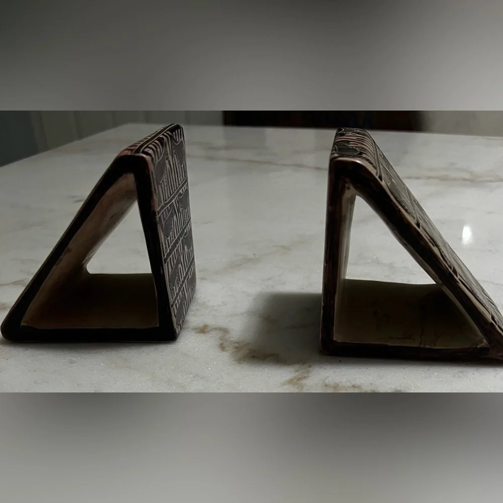 Pier 1 Hand Carved, Hand Painted Soapstone Zebra Bookend Pair